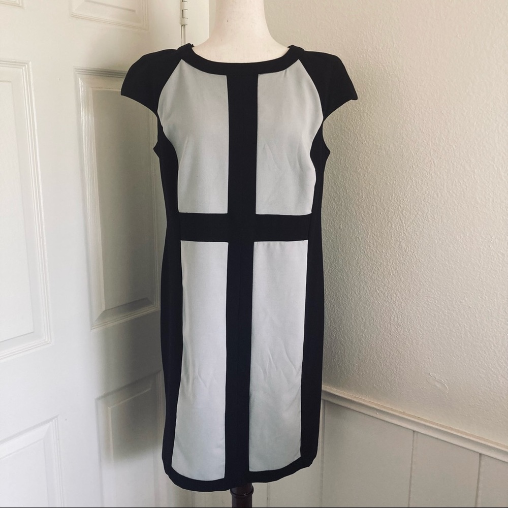 Cap-Sleeve Color Block Sheath Dress - 14